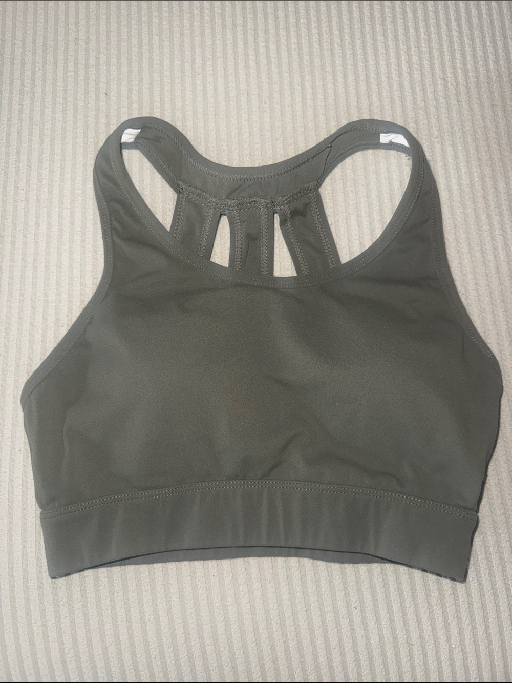NVGTN Olive Green High-Neck Cutout Racerback Sports Bra